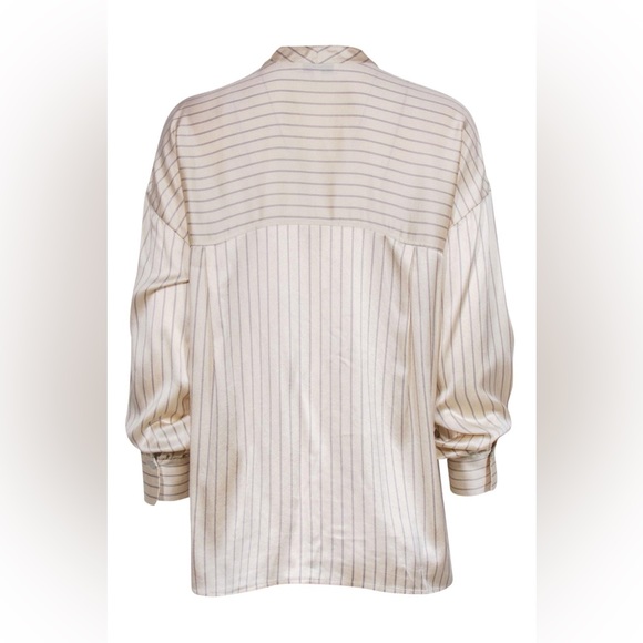 Vince Champagne Pinstripe Button Front Silk Blouse - Picture 5 of 9